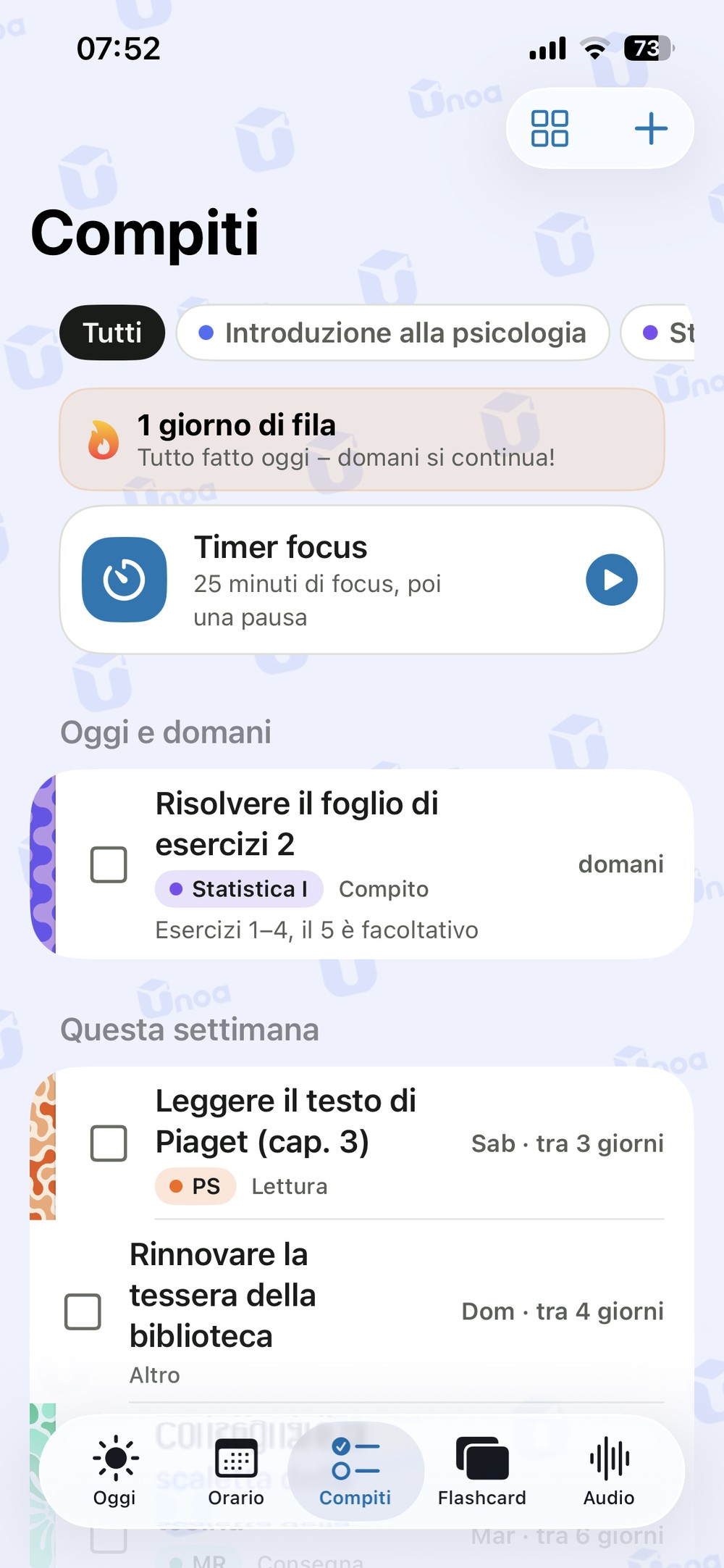 Compiti ordinati per scadenza