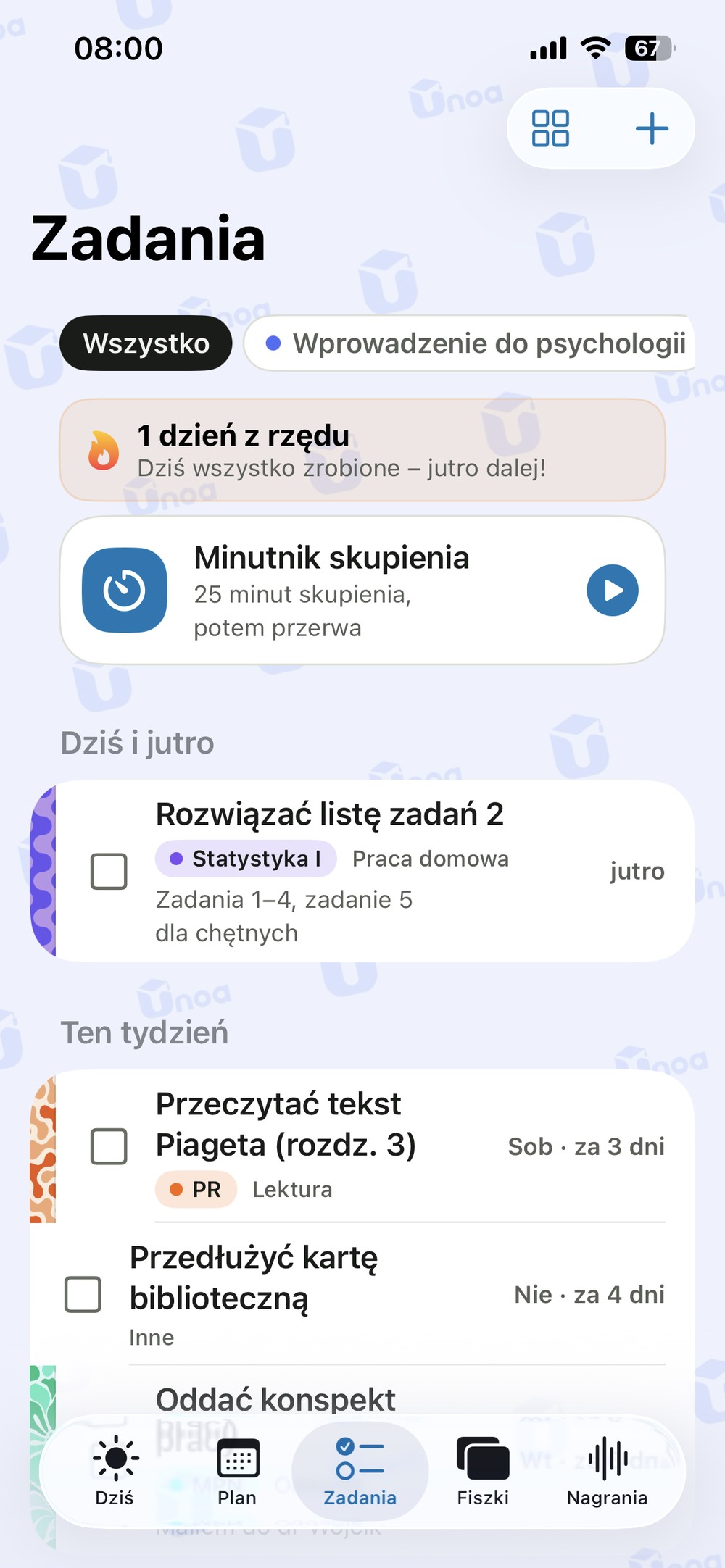 Zadania posortowane według terminu